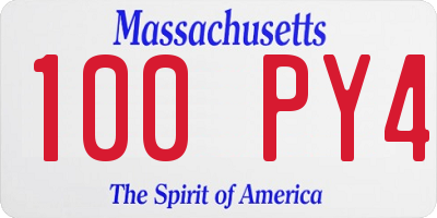 MA license plate 100PY4