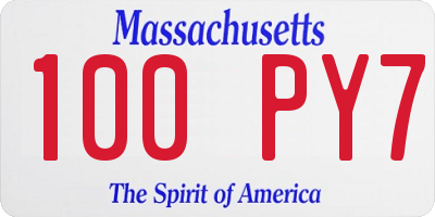 MA license plate 100PY7