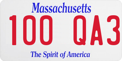 MA license plate 100QA3