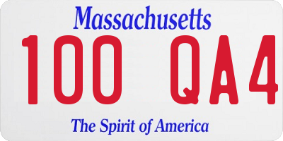MA license plate 100QA4