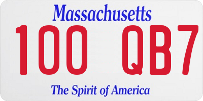 MA license plate 100QB7