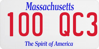 MA license plate 100QC3