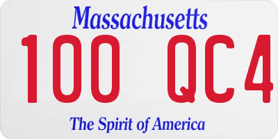 MA license plate 100QC4