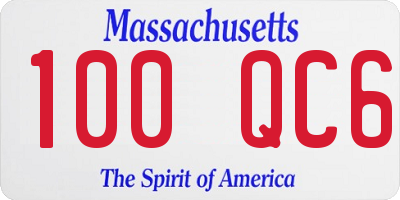 MA license plate 100QC6