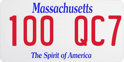 MA license plate 100QC7