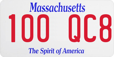 MA license plate 100QC8