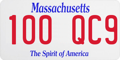 MA license plate 100QC9
