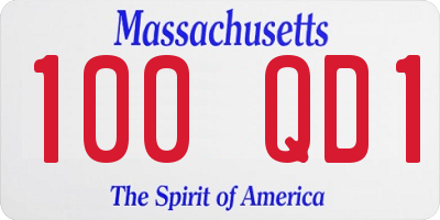 MA license plate 100QD1