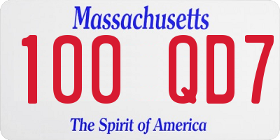 MA license plate 100QD7