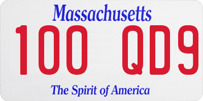 MA license plate 100QD9