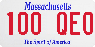 MA license plate 100QE0
