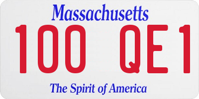 MA license plate 100QE1