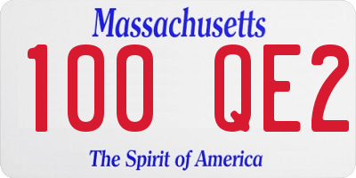 MA license plate 100QE2