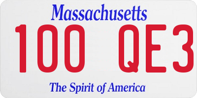 MA license plate 100QE3