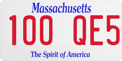 MA license plate 100QE5