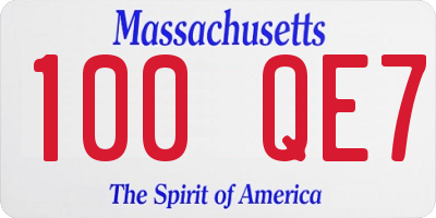 MA license plate 100QE7