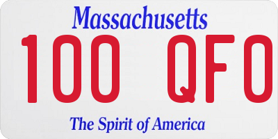 MA license plate 100QF0