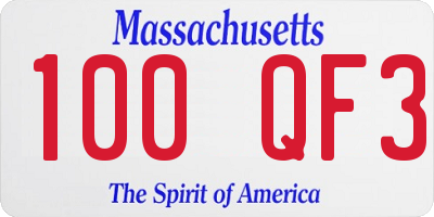 MA license plate 100QF3