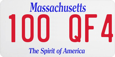 MA license plate 100QF4