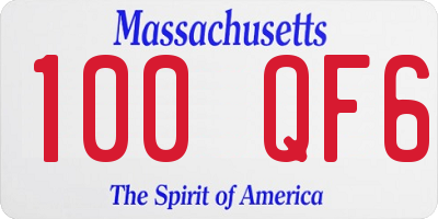 MA license plate 100QF6
