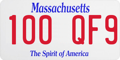 MA license plate 100QF9