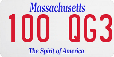 MA license plate 100QG3