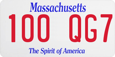 MA license plate 100QG7