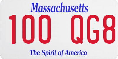 MA license plate 100QG8