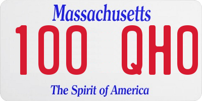 MA license plate 100QH0