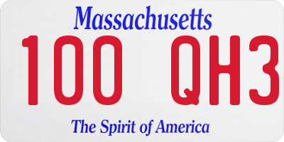 MA license plate 100QH3