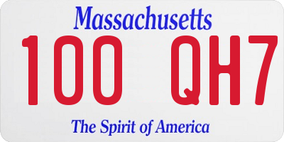 MA license plate 100QH7