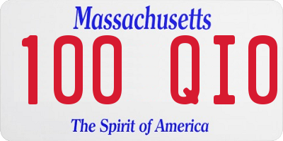 MA license plate 100QI0