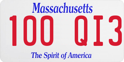 MA license plate 100QI3