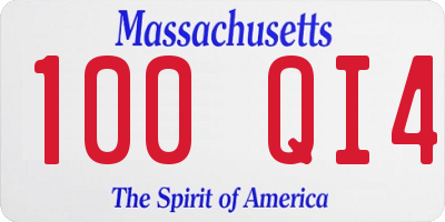 MA license plate 100QI4