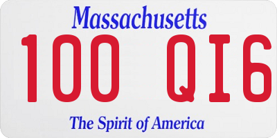 MA license plate 100QI6