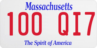 MA license plate 100QI7