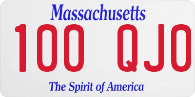 MA license plate 100QJ0