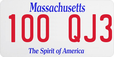 MA license plate 100QJ3