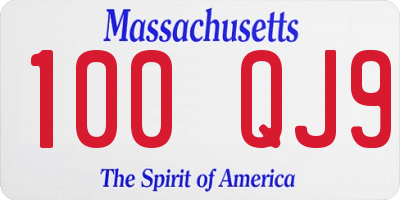 MA license plate 100QJ9