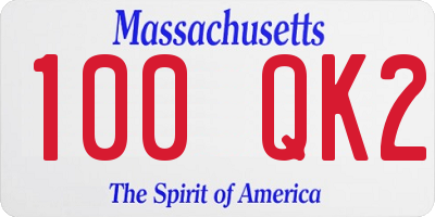 MA license plate 100QK2