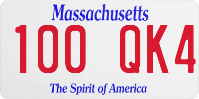 MA license plate 100QK4