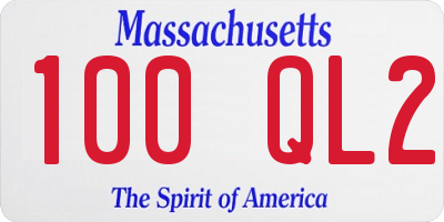 MA license plate 100QL2