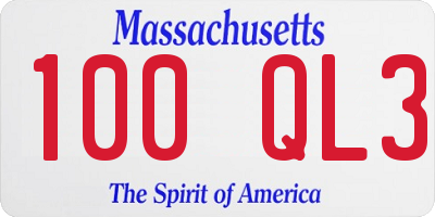 MA license plate 100QL3