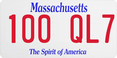 MA license plate 100QL7