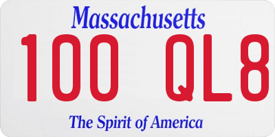 MA license plate 100QL8