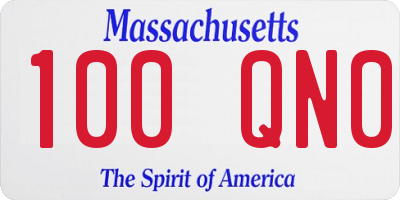 MA license plate 100QN0