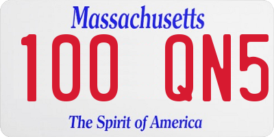 MA license plate 100QN5