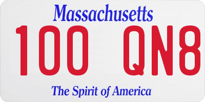 MA license plate 100QN8