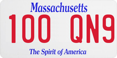 MA license plate 100QN9