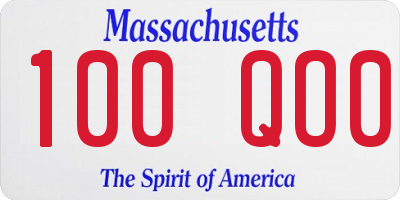 MA license plate 100QO0